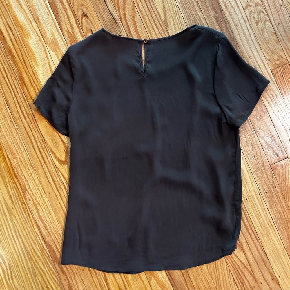 Quince | Washable silk T-shirt top size small chocolate brown color